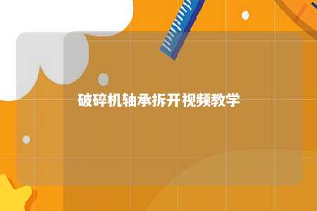 破碎机轴承拆开视频教学 